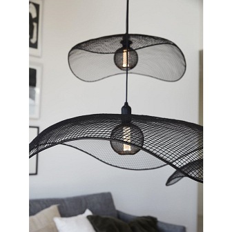 Druciana lampa wisząca kapelusz Vivi czarna 79cm